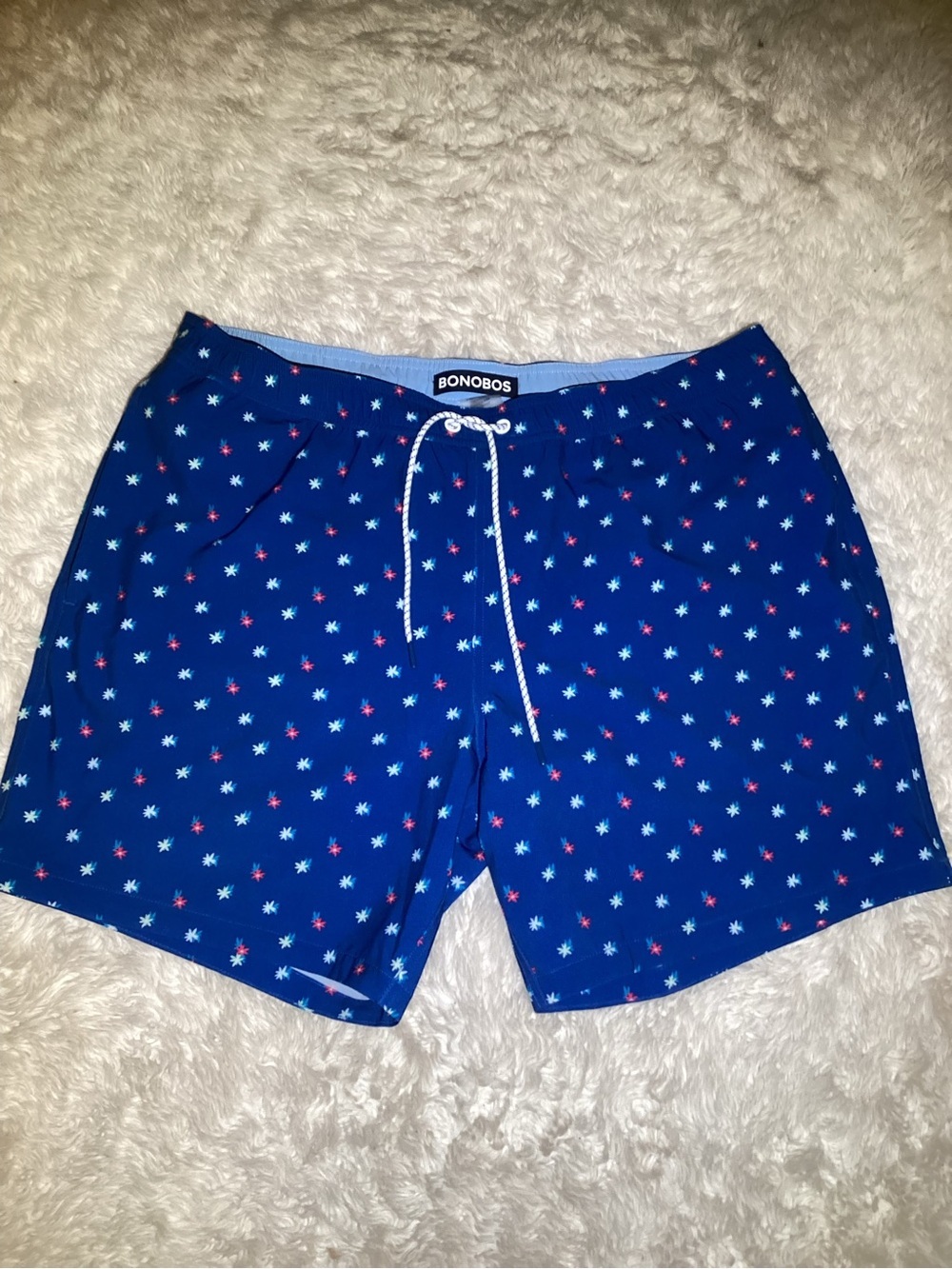 Bonobos men’s Blue Star-Print Swim Board Shorts size XL